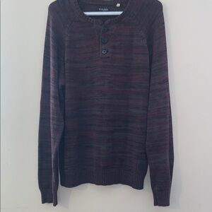 GUESS Henley Knit Sweater Men's Size XL Long Sleeve Burgundy Pullover Casual